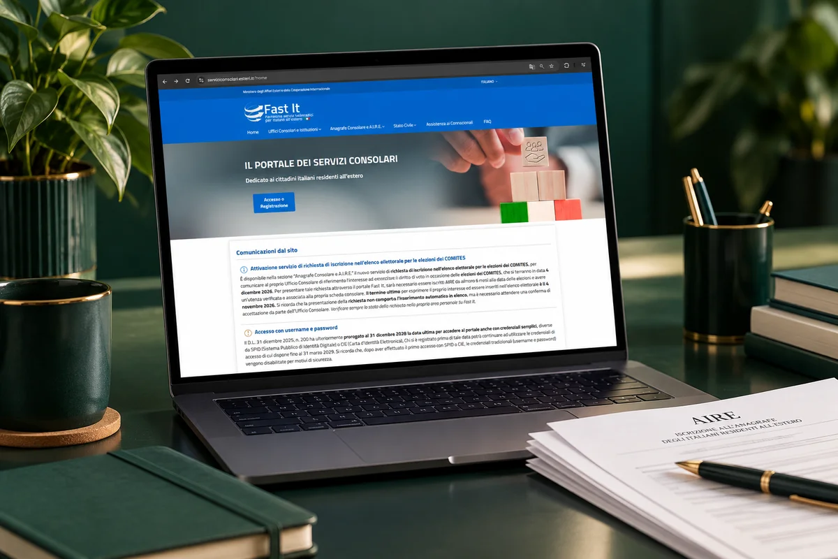 Notebook com o portal FAST IT e documentos de cadastro